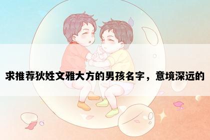 求推荐狄姓文雅大方的男孩名字，意境深远的
