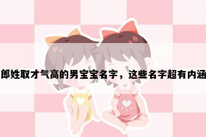 郎姓取才气高的男宝宝名字，这些名字超有内涵