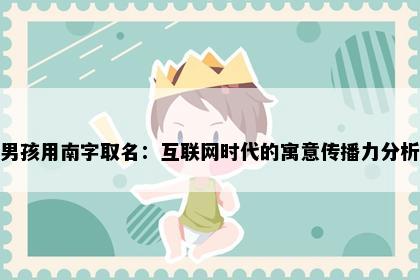 男孩用南字取名：互联网时代的寓意传播力分析