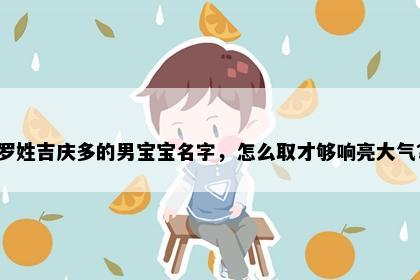 罗姓吉庆多的男宝宝名字，怎么取才够响亮大气？